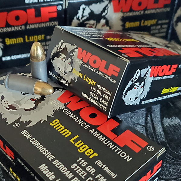 Wolf Performance 9mm 115 gr. FMJ 50 rnd/box